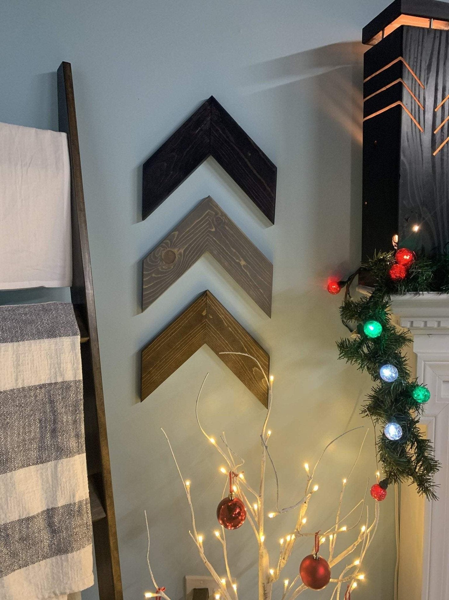 Large Chevron Wall Art - 3 Piece-McGuire Woodworking Co-Arrow,Chevron,Decor,Farm,Grey,Home,Homemade,Made_by_hand,Military,Rank,Rustic,Walnut,Woodworking